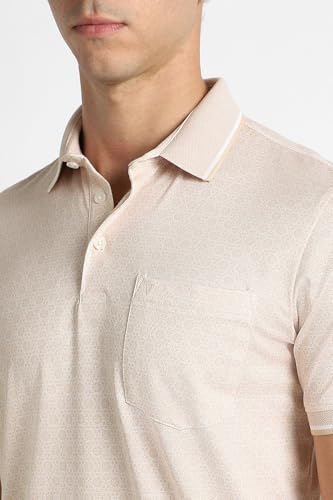 Men Peach Print Polo Neck T-Shirt