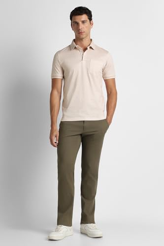 Men Peach Print Polo Neck T-Shirt