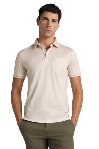 Men Peach Print Polo Neck T-Shirt