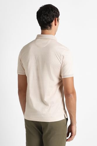 Men Peach Print Polo Neck T-Shirt