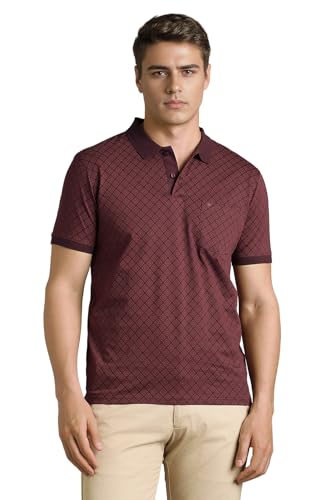 Men Maroon Print Polo Neck T-Shirt