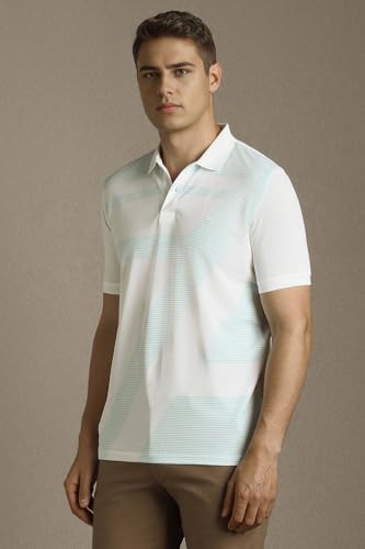 Louis Philippe Men Striped Polo Collar Golf Leisure T Shirt