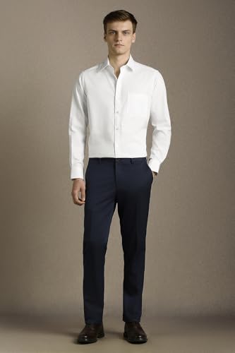Men White Textured Full Sleeves Formal Shirt