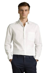 Men White Textured Full Sleeves Formal Shirt