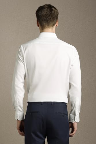Men White Textured Full Sleeves Formal Shirt