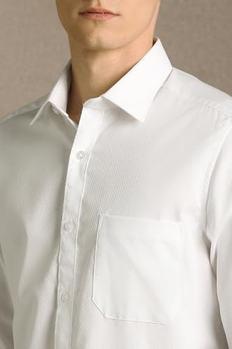 Men White Textured Full Sleeves Formal Shirt