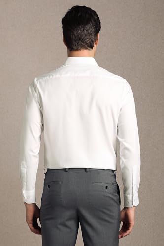 Men White Solid Full Sleeves Formal Shirt