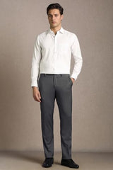 Men White Solid Full Sleeves Formal Shirt