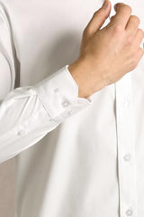 Men White Solid Full Sleeves Formal Shirt