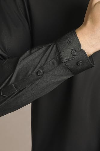 Men Black Solid Full Sleeves Casual Shirt