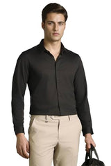 Men Black Solid Full Sleeves Casual Shirt