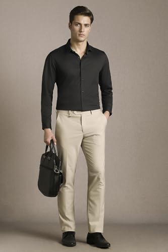 Men Black Solid Full Sleeves Casual Shirt