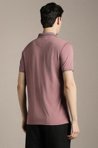 Men Pink Solid Polo Neck T-Shirt