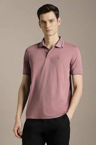 Men Pink Solid Polo Neck T-Shirt