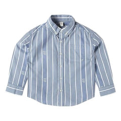 Boys' Vertical Stripes Button-Down Collar Relaxed Shirt, Lt. Blue, 4Y