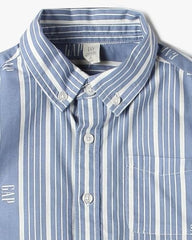 Boys' Vertical Stripes Button-Down Collar Relaxed Shirt, Lt. Blue, 4Y
