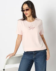 Womens Regular Logo Relaxed Fit T-Shirts, Pink