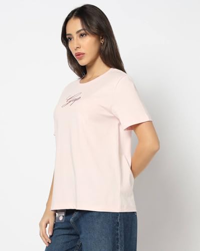 Womens Regular Logo Relaxed Fit T-Shirts, Pink