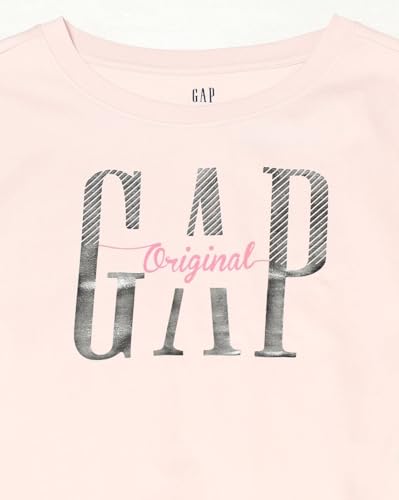 Women's Logo Print Crew Neck Relaxed Crop T-Shirt, Pink, L