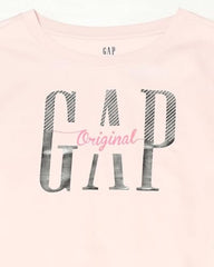Women's Logo Print Crew Neck Relaxed Crop T-Shirt, Pink, L