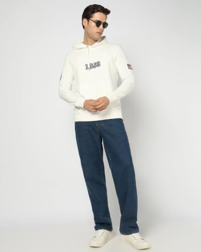 Men's Numeric Hooded Sweatshirt, Off White, M