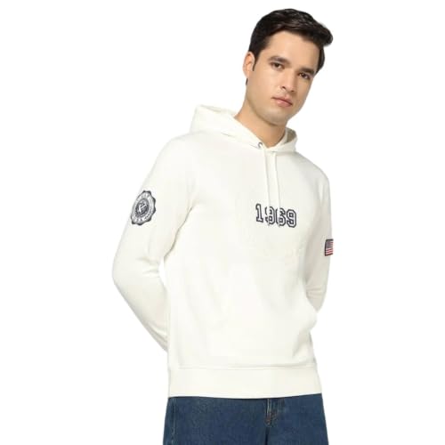 Men's Numeric Hooded Sweatshirt, Off White, M