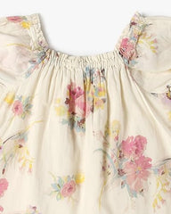 Kids' Floral Print Square Neck Puff Sleeves A-Line Dress, Multi, 2Y