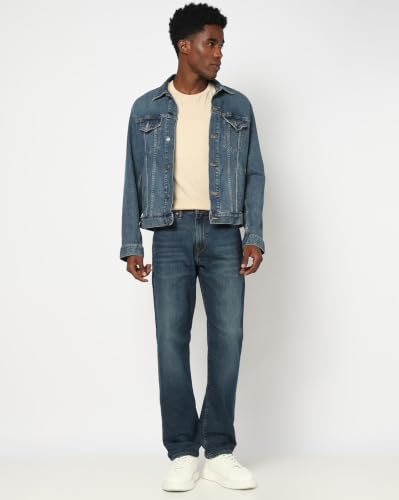 Men Mid Rise Jeans, Dark Blue, 36