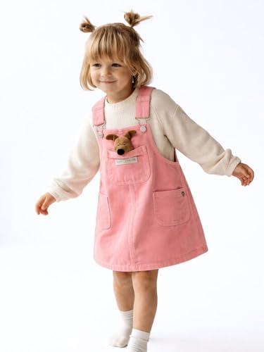 Gini and Jony Girls Pink Applique Denim Sleeveless Dungree 3-4 Years