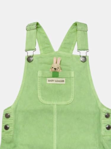 Gini and Jony Girls White/Green Cotton Dungaree Sleeveless