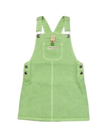 Gini and Jony Girls White/Green Cotton Dungaree Sleeveless