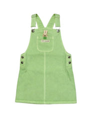 Gini and Jony Girls White/Green Cotton Dungaree Sleeveless