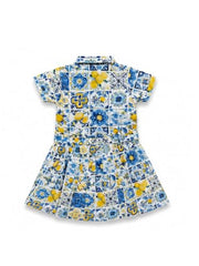 Gini and Jony Girls White Cotton Dress Half Sleeves