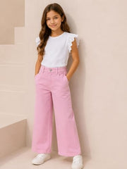 Gini and Jony Girls Pink Denim Jeans Fixed Waist