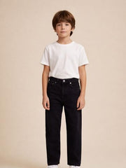 Gini and Jony Boys Black Solid Denim Elasticated Jeans 4-5 Years