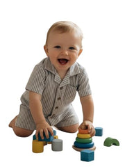 Boys Stripped Cotton 2 Piece Set Shirt & Shorts