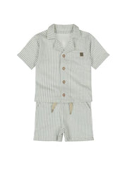 Boys Stripped Cotton 2 Piece Set Shirt & Shorts