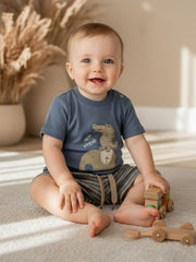 Boys Cotton Printed Striped 2 Piece Set T-shirt & Shorts