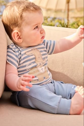 GJ Baby Boys Blue Solid Cotton Elasticated Track Pant 18-24 Months