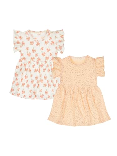 GJ Baby Girls Orange Polka Dot Print Cotton Half Sleeves Dress 18-24 Months