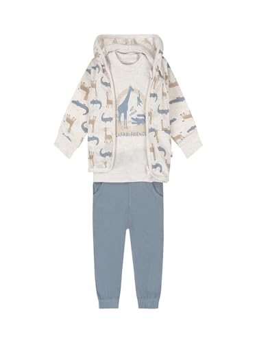 Boys Printed 3 Piece Set Cardigan, T-Shirt & Trousers