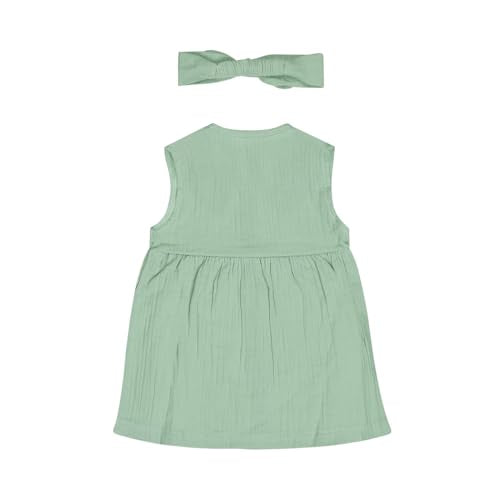 GJ Baby Girls Green Solid Cotton Half Sleeves Dress 18-24 Months