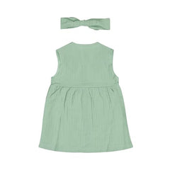 GJ Baby Girls Green Solid Cotton Half Sleeves Dress 18-24 Months