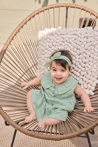 GJ Baby Girls Green Solid Cotton Half Sleeves Dress 18-24 Months