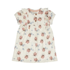 GJ Baby Girls Off White Graphic Print Cotton Half Sleeves Dress 18-24 Months
