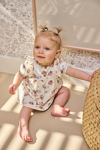 GJ Baby Girls Off White Graphic Print Cotton Half Sleeves Dress 18-24 Months