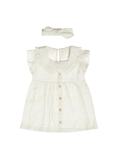 GJ Baby Girls Solid Cotton Dress with Headband