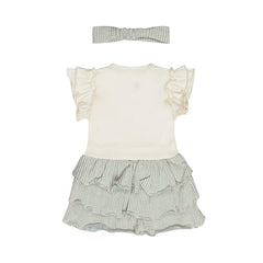 Girls Cotton Flared Dress with Headband