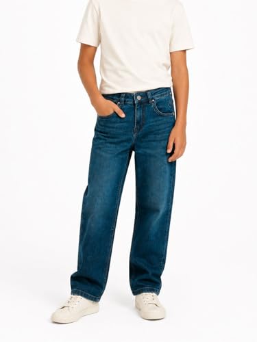 Gini and Jony Boys Blue Washed Denim Jeans Fixed Waist
