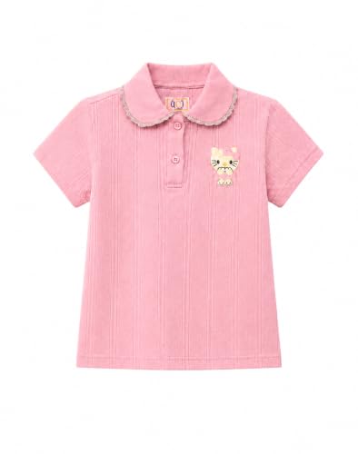 Gini and Jony Girls Peach Applique Cotton Half Sleeves Polo Top 4-5 Years